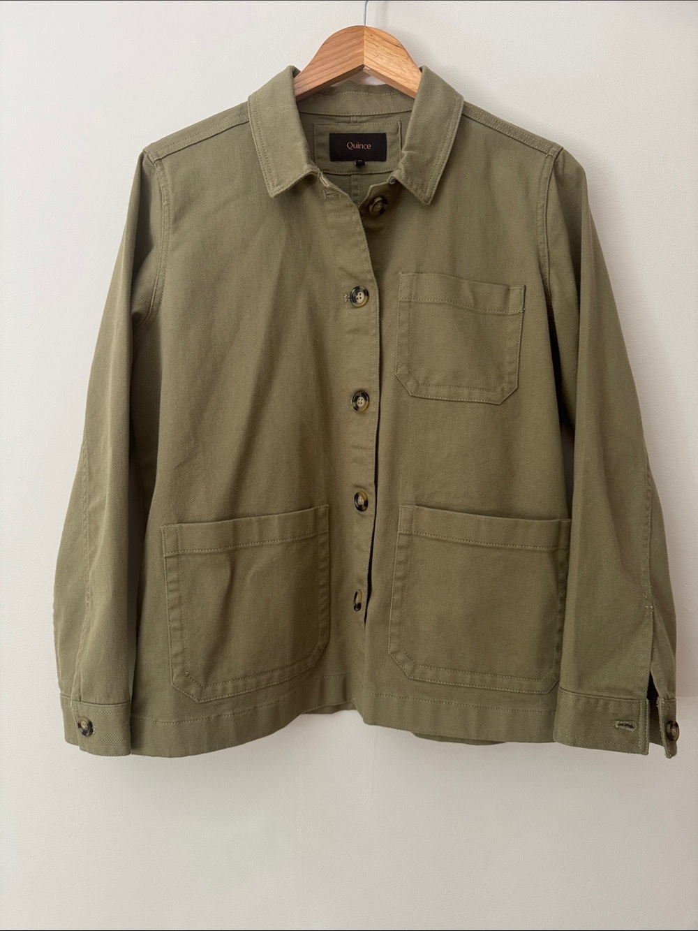 Quince | Organic Cotton Comfort Stretch Chore Jacket in Olive Green | Size M - Picture 2 of 12